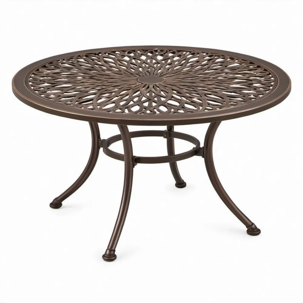 Ronde tuintafel van gietaluminium, donkerbrons – Ø 106 x 74 cm