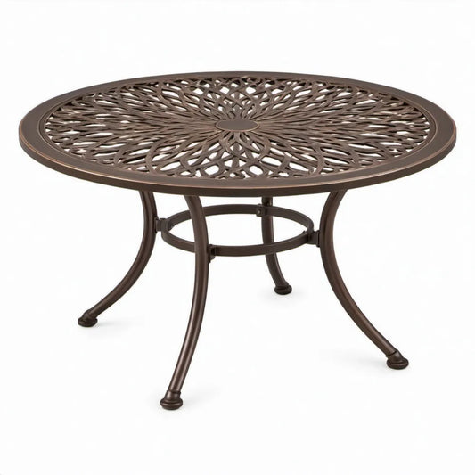 Ronde tuintafel van gietaluminium, donkerbrons – Ø 106 x 74 cm
