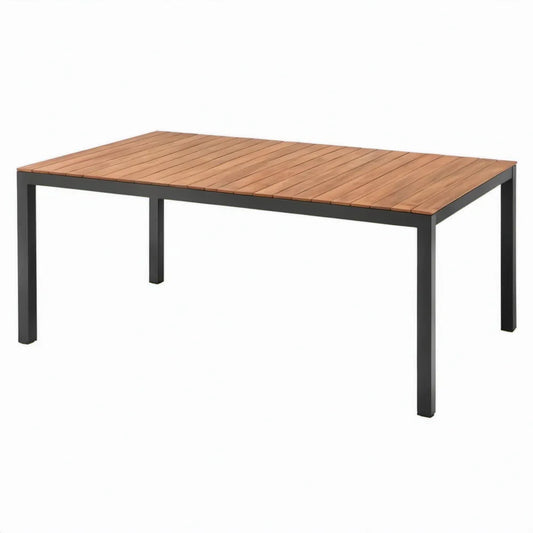Rechthoekige tuintafel 200 x 100 x 75 cm van acaciahout en zwart staal