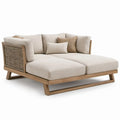 2-zits tuinloungebank met kussens 180 x 150 x 75 cm Beige/Naturelbruin massief teakhout