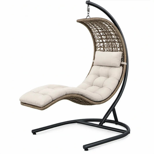 Hangstoel met standaard 100 x 100 x 200 cm – bruin, crème en zwart